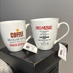 White Coffee Mugs Set with Humorous Text